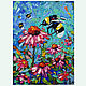 Bee and Daisy Flowers Oil Painting Buy Bee Paintings, Pictures, Moscow,  Фото №1