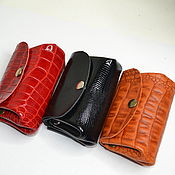 Set of leather accessories (beige caiman)