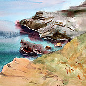 Картины и панно handmade. Livemaster - original item Painting with watercolors. Plein air in the Crimea. Cape Fiolent.. Handmade.