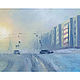 Зимний городской пейзаж маслом Картина Мороз -50, Картины, Лянтор,  Фото №1
