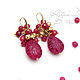 Ruby drop earrings, rubies brass carved red crimson Burgundy. Earrings. Ritasdreams (ritasdreams). My Livemaster. Фото №4