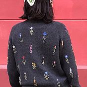 Одежда handmade. Livemaster - original item Sweater with hand embroidery Flowers. Handmade.