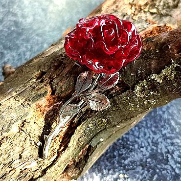 Цветок роза из муранского стекла