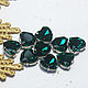 Rhinestones Heart 10 mm Green emerald in a frame, Rhinestones, Solikamsk,  Фото №1