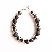 Украшения handmade. Livemaster - original item Bracelet with natural stones hematite and lava, black bracelet. Handmade.