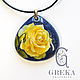 Order Pendant ' Yellow rose on lapis lazuli'. greka. Livemaster. . Pendants Фото №3