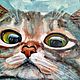 Oil painting Curious cat on canvas on a stretcher. Pictures. Yulia Berseneva ColoredCatsArt. My Livemaster. Фото №6