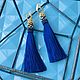 Earrings-brush 'Blue». Tassel earrings. anel-art. My Livemaster. Фото №6