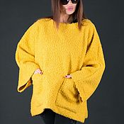 Одежда handmade. Livemaster - original item Yellow winter wool poncho-PN0424WB. Handmade.