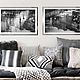 Black and white paintings on the wall, Abstract paintings night city Diptych, Pictures, Moscow,  Фото №1