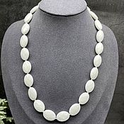 Работы для детей, handmade. Livemaster - original item Women`s beads made of natural white agate stones, beads with cut. Handmade.