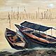 Лодки на реке в Таиланде Картина маслом берег пейзаж, Картины, Москва,  Фото №1