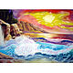 Картина сухой пастелью Закат на море. 32х41 см, Картины, Новороссийск,  Фото №1