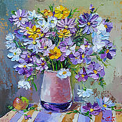 Картины и панно handmade. Livemaster - original item Painting bouquet of flowers of Cosmea 