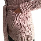 Одежда handmade. Livemaster - original item Women`s Diagonal cardigan, knitting needles, wool luster, dusty rose. Handmade.