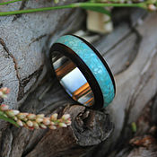 Украшения handmade. Livemaster - original item Copy of Copy of Copy of Wooden rings with turquoise. Handmade.