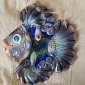 Картины и панно handmade. Livemaster - original item Ceramic hand panel: Feathery fish. Handmade.