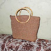 Сумки и аксессуары handmade. Livemaster - original item Jute bag with bamboo handles. Handmade.