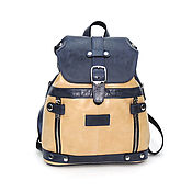 Сумки и аксессуары handmade. Livemaster - original item Backpacks: Women`s leather backpack beige-blue Jill Mod. R13m-661-5. Handmade.