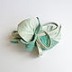 Order Brooch flower leather aquamarine icy light mint. De-Si-Re. Livemaster. . Brooches Фото №3