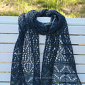 Аксессуары handmade. Livemaster - original item Blue scarf made of 100% linen. Handmade.