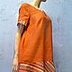 Dress linen orange in combination with cotton striped. Dresses. NicoLeTTe. Online shopping on My Livemaster.  Фото №2