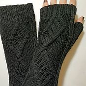 Аксессуары handmade. Livemaster - original item Fingerless long gloves, Patterned stripes, black. Handmade.
