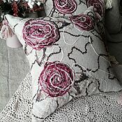 Для дома и интерьера handmade. Livemaster - original item Linen pillow case with roses. Handmade.