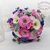 Свадебный салон handmade. Livemaster - original item Pink Ranunculus, a bouquet that will not wither. Handmade.