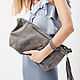 Grey suede crossbody Bag with shoulder strap, Messenger Bag, Moscow,  Фото №1