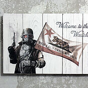 Картины и панно handmade. Livemaster - original item La pintura en los tablones de soldado (Fallout). Handmade.