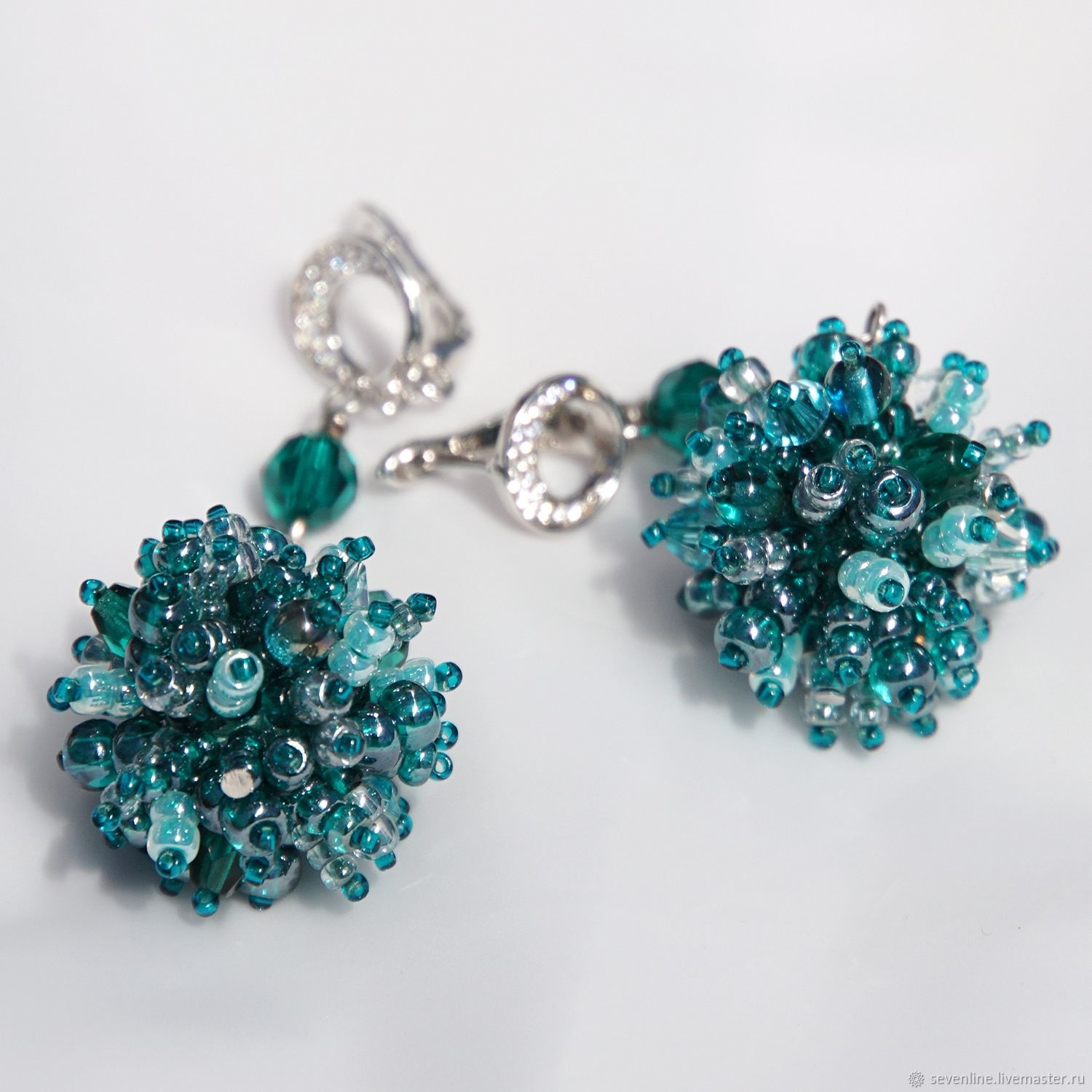 Long earrings beads Sea wave Turquoise Earrings balls, Earrings, Ekaterinburg,  Фото №1