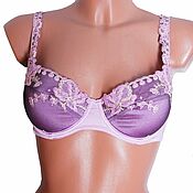 Винтаж handmade. Livemaster - original item 70S. Beautiful lilac bra, decor.lace. Handmade.