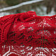 Chal rojo grande hecho de hilo de lana pura suave, Shawls, Lomonosov,  Фото №1