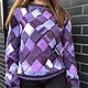 Order Large Entrelac pattern knitted sweater purple / lilac. irinamakatukha (IrinaMakatukha). Livemaster. . Sweaters Фото №3