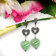 Long silver earrings with carved aventurine, Earrings, Voronezh,  Фото №1