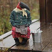 Куклы и игрушки handmade. Livemaster - original item interior doll: An old lady with a bucket. Handmade.