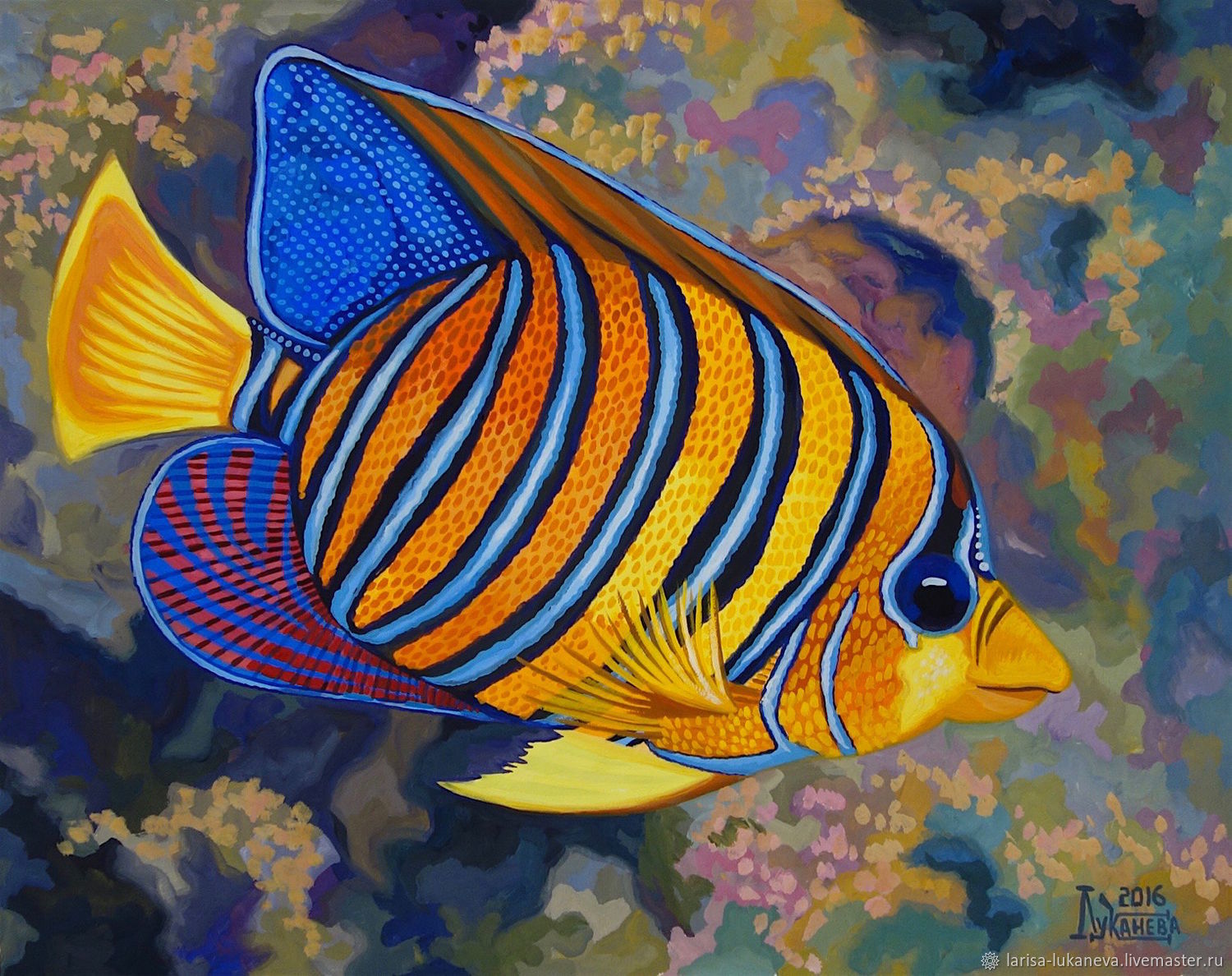 Тропические рыбки живописью