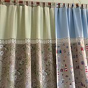 Для дома и интерьера handmade. Livemaster - original item Linen curtains combined 