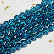 Материалы для творчества handmade. Livemaster - original item Biconuses 4 mm 45 pcs on a string Blue marine. Handmade.