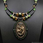 Украшения handmade. Livemaster - original item Necklace with ammonite geode and lampwork beads. Handmade.