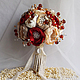Wedding Brooch-marsala bridal bouquet made of fabrics and brooches, Wedding bouquets, Moscow,  Фото №1