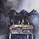 Watercolor In the temple (painting, candles, fire), Pictures, Ekaterinburg,  Фото №1