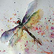 Картины и панно handmade. Livemaster - original item The magical dragonfly is light and bright watercolor. Handmade.