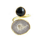 Украшения handmade. Livemaster - original item Onyx and Quartz ring, Black Onyx ring gift. Handmade.