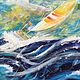 Yacht. Sailboat on the waves. Painting on canvas Regatta, Pictures, Moscow,  Фото №1