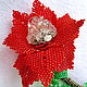 Brooch "The Scarlet Flower" Bead with hyalite, Brooches, Moscow,  Фото №1