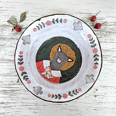 Посуда ручной работы. Ярмарка Мастеров - ручная работа Тарелка "Кошка". Handmade.