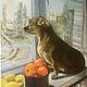 'Собака с апельсинами" масло, холст, Картины, Москва,  Фото №1