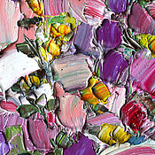 Картины и панно handmade. Livemaster - original item Green Abstract Painting with Purple Flowers Texture Painting. Handmade.